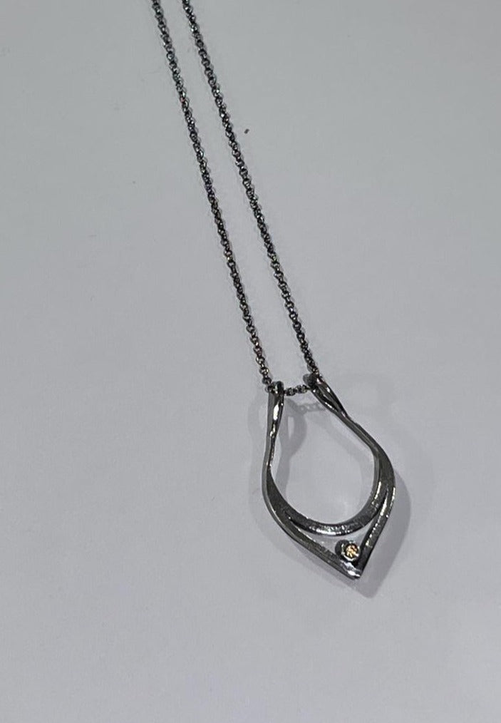 Collar porta anillo doble gota doble piedra
