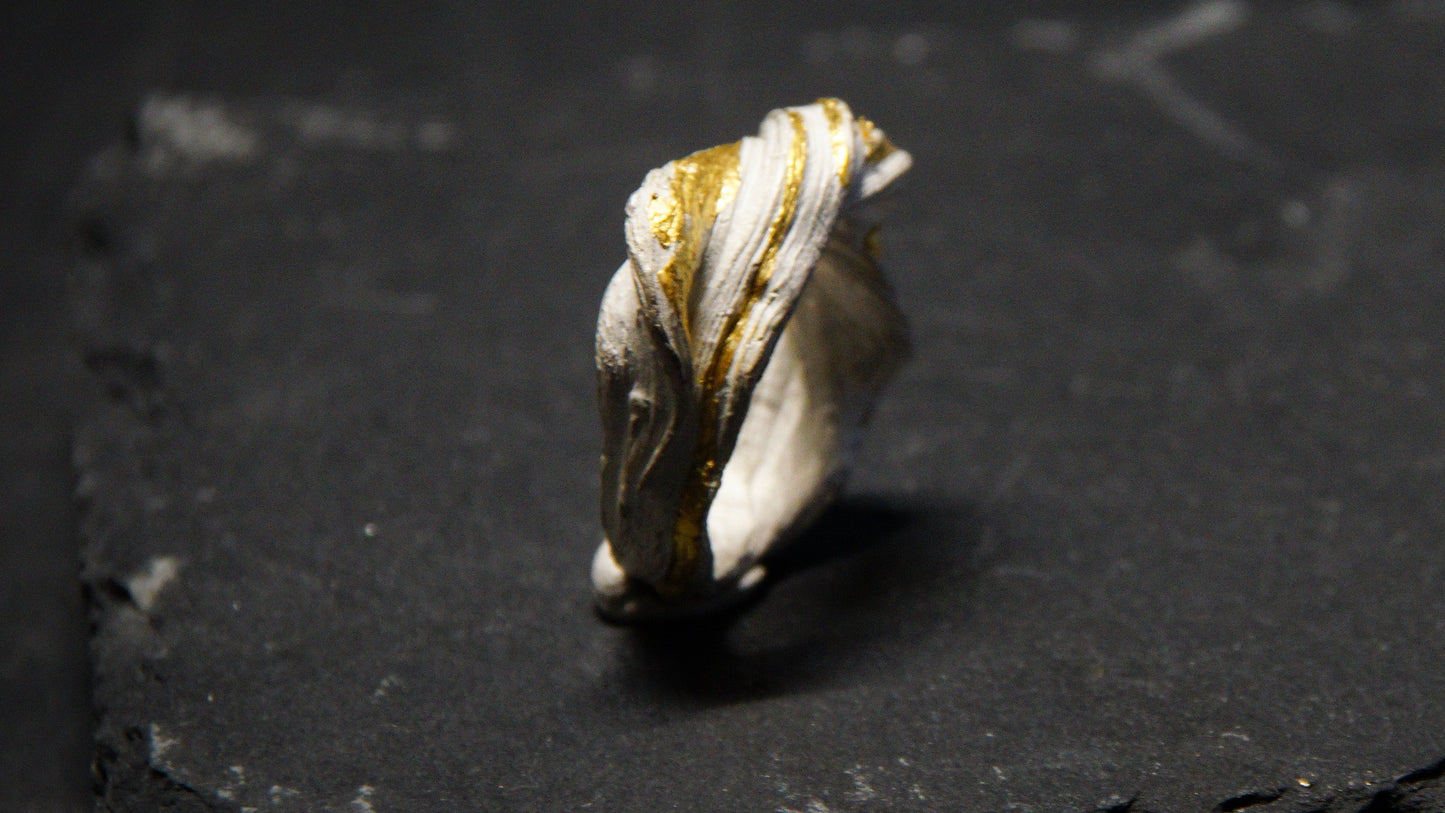 Anillo vueltas plata y oro 24k