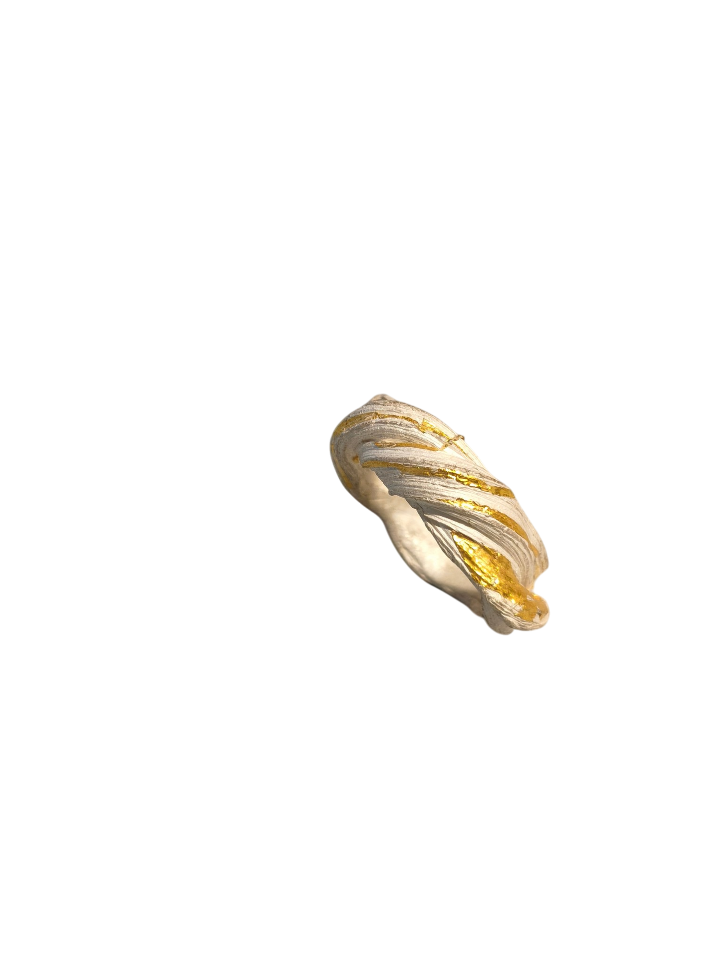 Anillo vueltas plata y oro 24k