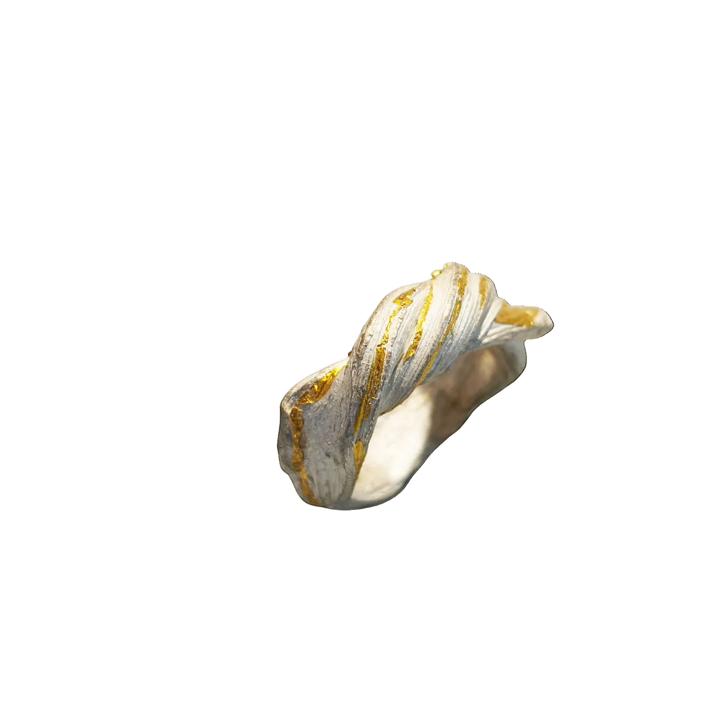 Anillo vueltas plata y oro 24k